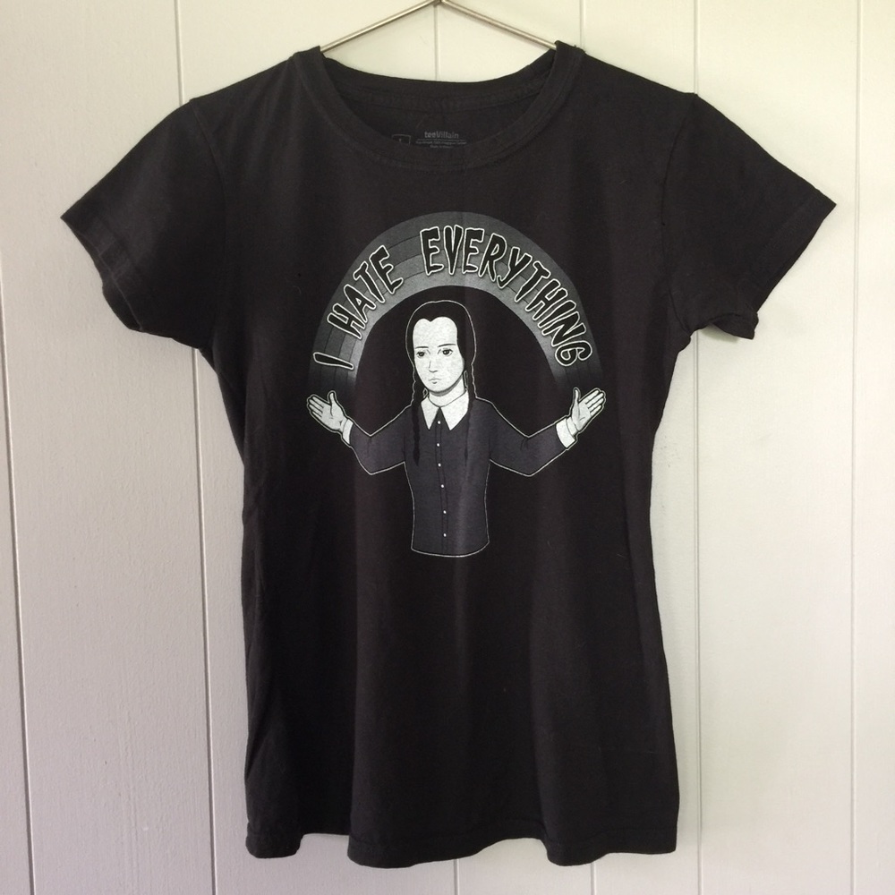 Wednesday I hate everything black graphic baby tee